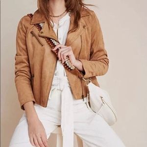 Anthropologie Suede Moto Crop Jacket NWT